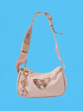 Roberto Cavalli Pink Freedom Shoulder Bag Y2K Vintage Heart Charm 2000s Designer